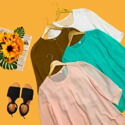 شومیز حریر پنج دکمه