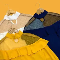 شومیز یقه ایستاده توری