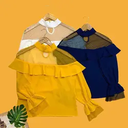 شومیز یقه ایستاده توری