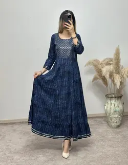 پیراهن هندی اورجینال آینه کاری