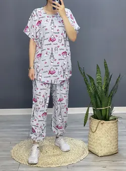 ست بلوز شلوار نخ ملوس