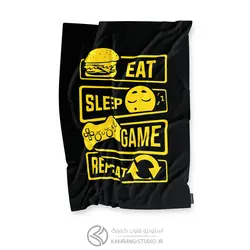 پرچم EAT SLEEP GAME REPEAT YELLOW