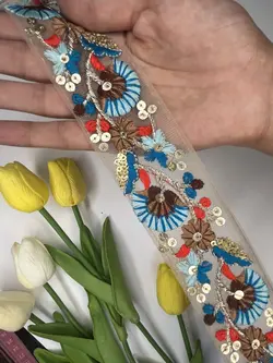 نوار خرجکار سوزندوزی پولکی ۳ سانت