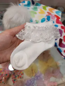 جوراب لب توری تک رنگ سفید کد433