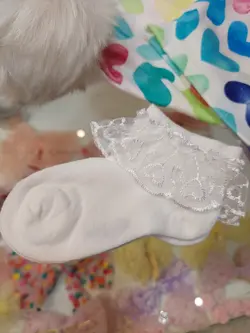 جوراب لب توری تک رنگ سفید کد433