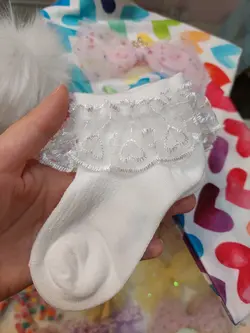 جوراب لب توری تک رنگ سفید کد433