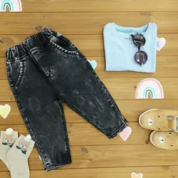 شلوار جین ذغالی حروف انگلیسی کد 466