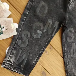 شلوار جین ذغالی حروف انگلیسی کد 466