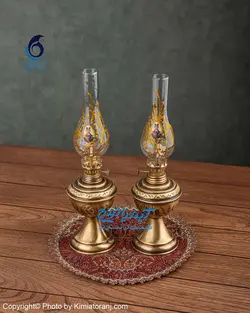 چراغ برنجی کوچک طرح قلم - مجموعه صنایع دستی کیمیا ترنج