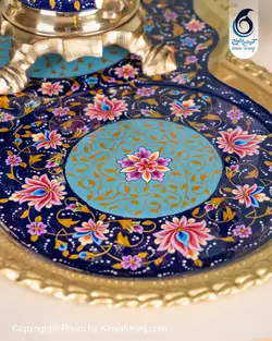 سرویس سماور برنجی زغالی 3 لیتری طرح پرداز ساده مدل عدسی - مجموعه صنایع دستی کیمیا ترنج