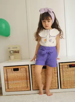 تاپ گلدوزی و شورتک کد 3988