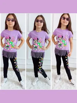 تیشرت کراپ و شلوار کوتاه میکی کد 3121