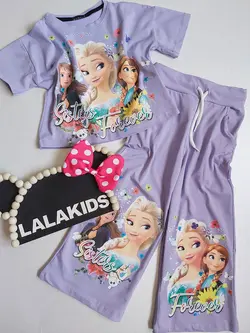 تیشرت کراپ و شلوار بگ السا کد 3140