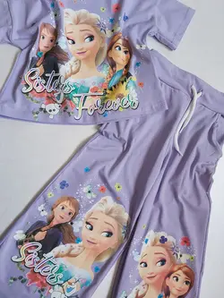 تیشرت کراپ و شلوار بگ السا کد 3140