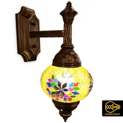 چراغ دیواری مراکشی تک حباب شیشه ای