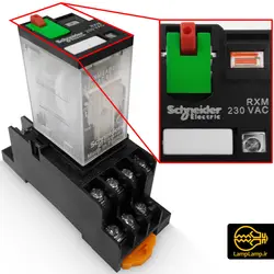 رله شیشه ای 220 ولت 14 پایه RXM اشنایدر