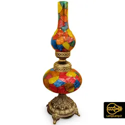 چراغ گردسوز برقی لنتری شیشه ای رنگی