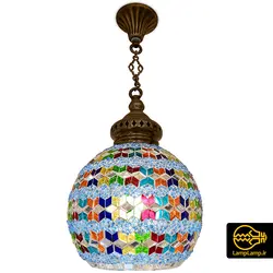 چراغ آویز تک حباب مراکشی ترکی طرح لوزی