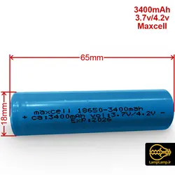 باتری لیتیوم یون 3400mah 3.7 v سایز 18650 مکسل