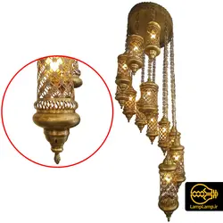 لوستر مراکشی 12 شعله فلزی طلایی