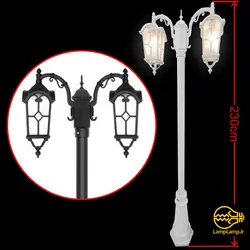 پایه چراغ حیاطی پارکی فلزی دو شاخه روشا