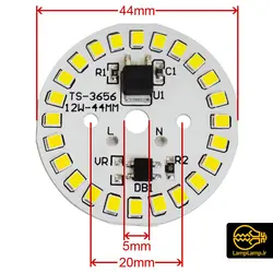 ماژول ال ای دی 220 ولت 12 وات گرد قطر 44 میلیمتر