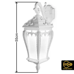چراغ باغی دیواری فلزی سفید ارتفاع 55 سانتی