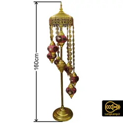 آباژور ایستاده مرکشی فلزی طلایی 7 شعله
