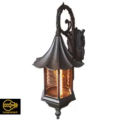 چراغ حیاطی دیواری تک شعله فلزی شیشه شفاف