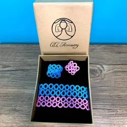 دستبند و انگشتر پهن نخی رنگ پاستلی کد: V08