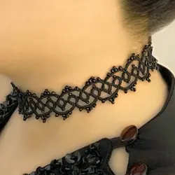 گردنبند چوکر یا طوق منجوقی مشکی کد:S02