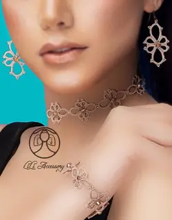 ست زیورآلات طرح گل شش پر رنگ نود کد: Z05