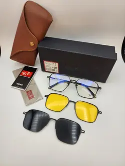 عینک طبی بلوکات تیتانیوم مگنتی با 2 کاور آفتابی رای بن Ray Ban کد 7009