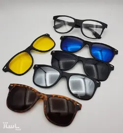 عینک طبی با 5 کاور مگنتی افتابی کد 9008