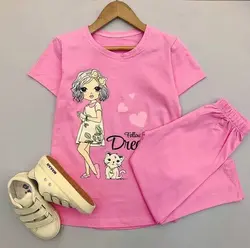 تیشرت و شلوار برمودا طرح دخترک