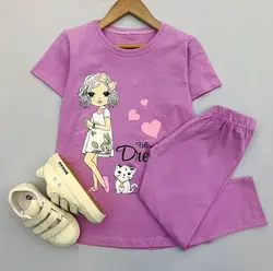 تیشرت و شلوار برمودا طرح دخترک