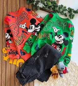 ست بلوز و شلوار لی  ذغالی میکی