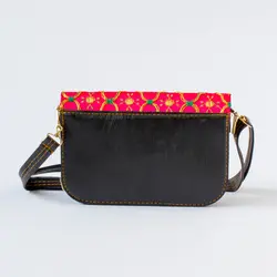 کیف چرم کوچک مدل سوزن دوزی رنگ صورتی
