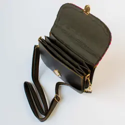 کیف چرم کوچک مدل سوزن دوزی رنگ صورتی