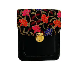 کیف رودوشی زنانه سوزن دوزی قفل دار سایز 15x19