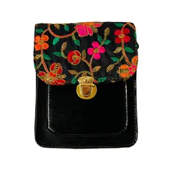 کیف رودوشی زنانه سوزن دوزی قفل دار سایز 15x19