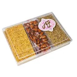 خرید بسته ترکیبی بادام سوخته و کنجد شکری و گزانگبین برندنقل قاسمی سنندج - 500 گرم