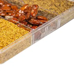 خرید بسته ترکیبی بادام سوخته و کنجد شکری و گزانگبین برندنقل قاسمی سنندج - 500 گرم