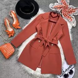 ۱۵۳ کت مازراتی کمربند دار کد 153 - مانتو بهزاد فر