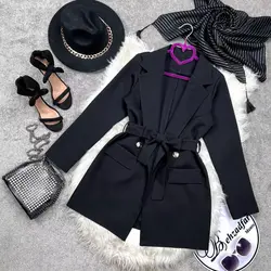 ۱۵۳ کت مازراتی کمربند دار کد 153 - مانتو بهزاد فر