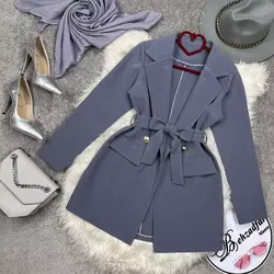 ۱۵۳ کت مازراتی کمربند دار کد 153 - مانتو بهزاد فر