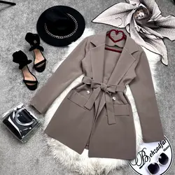 ۱۵۳ کت مازراتی کمربند دار کد 153 - مانتو بهزاد فر