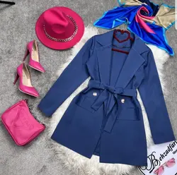 ۱۵۳ کت مازراتی کمربند دار کد 153 - مانتو بهزاد فر