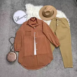 ۱۳۱ مانتو شومیزی راه راه کد 131 - مانتو بهزاد فر