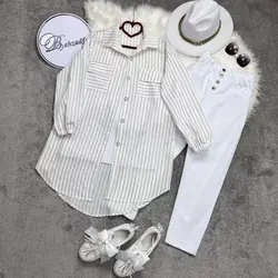 ۱۳۱ مانتو شومیزی راه راه کد 131 - مانتو بهزاد فر